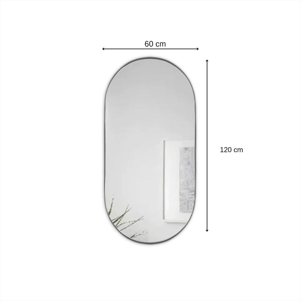 Espejo De Pared Plata 60X120cm Ovalado Con Marco Metalico img #4