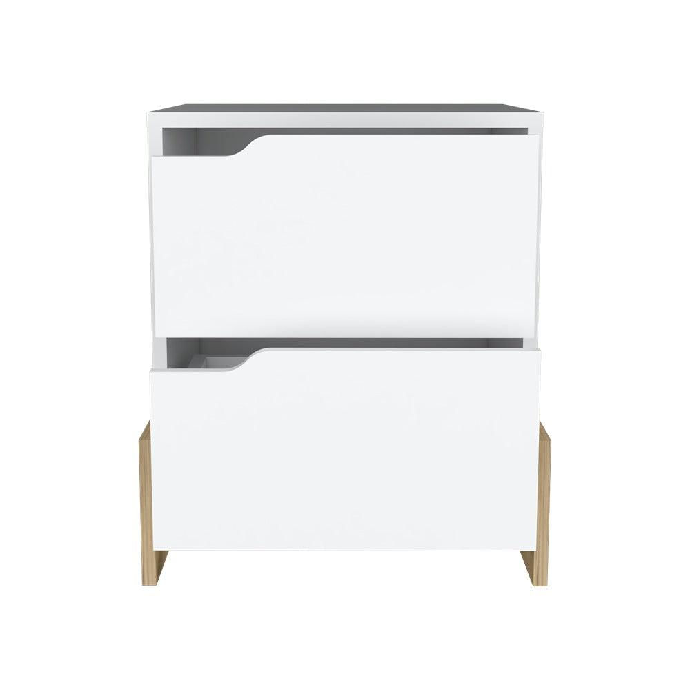 Mesa De Noche Moderno Blanco Macadamia 43 Cm Con Cajones img #1