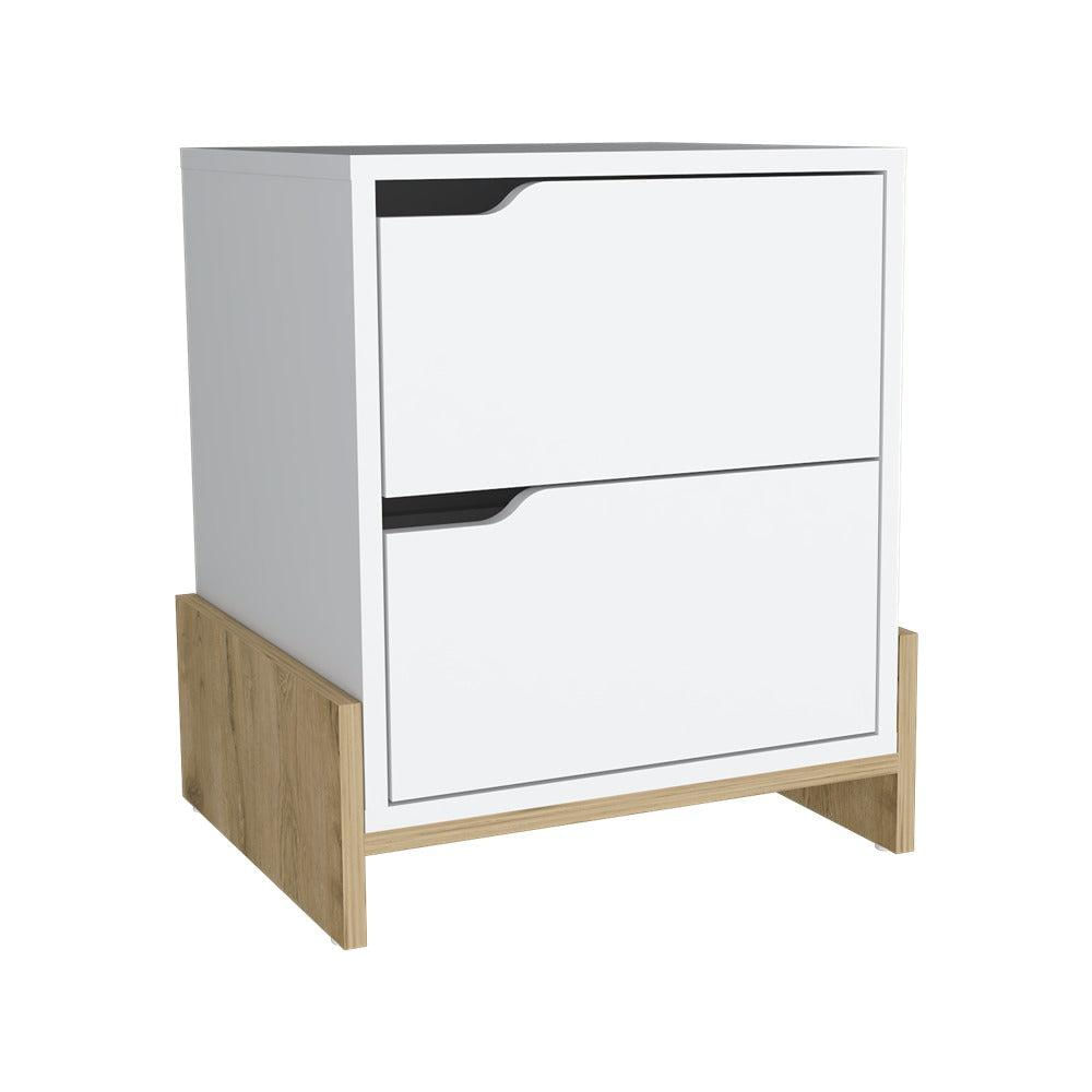 Mesa De Noche Moderno Blanco Macadamia 43 Cm Con Cajones img #2