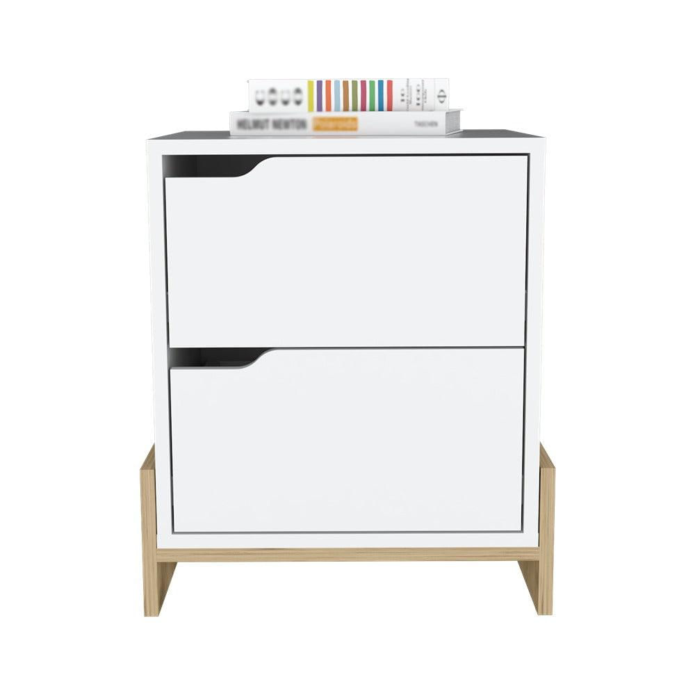 Mesa De Noche Moderno Blanco Macadamia 43 Cm Con Cajones img #3