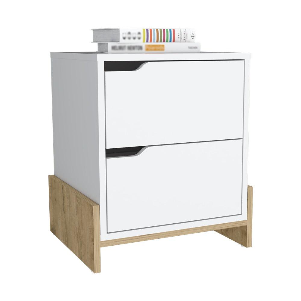 Mesa De Noche Moderno Blanco Macadamia 43 Cm Con Cajones img #4