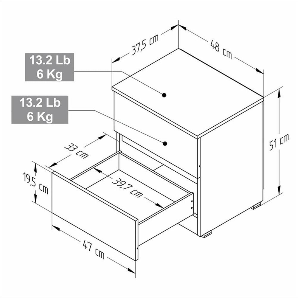 Mesa De Noche Mn2610 Amareto 48 Cm Con Cajones img #3