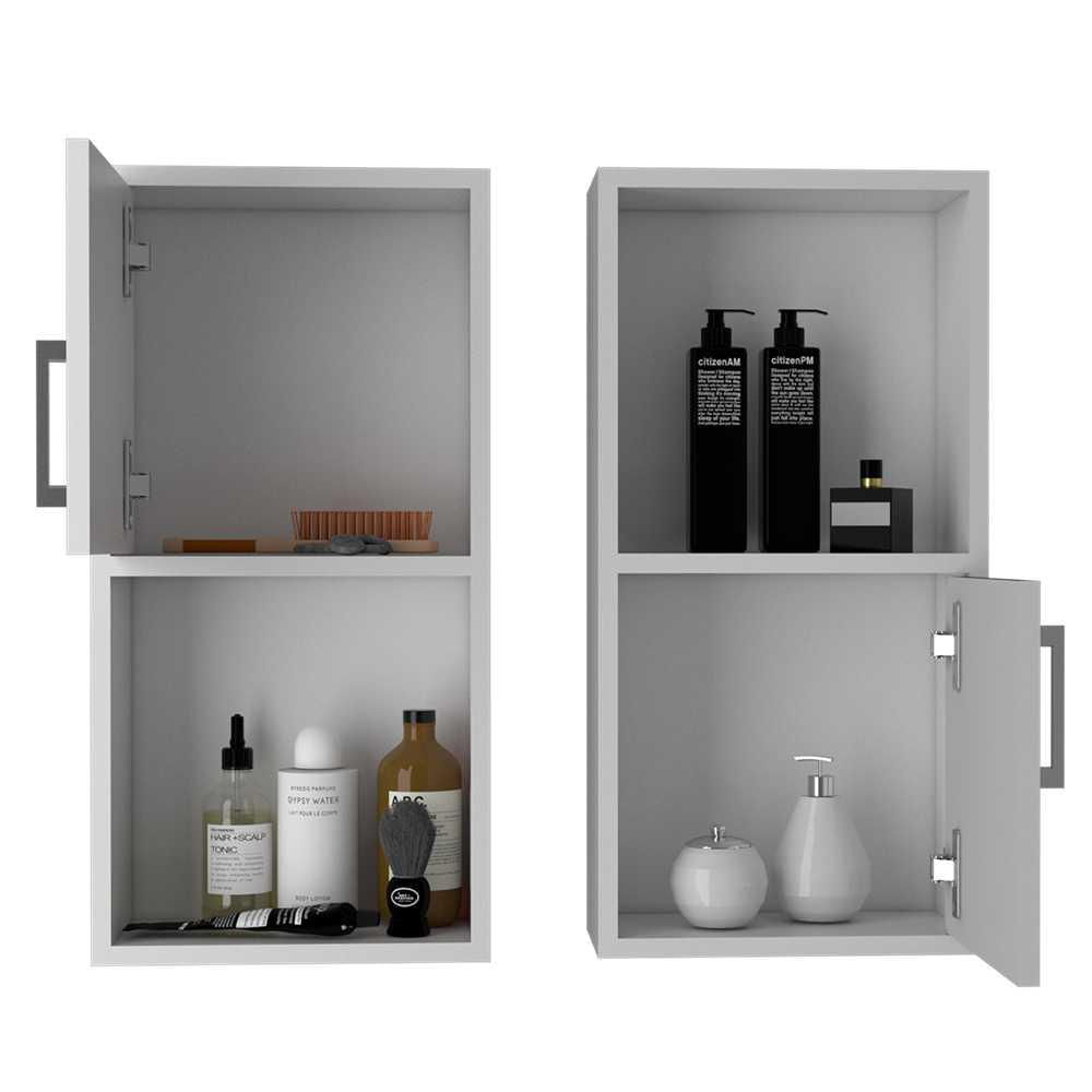 Set X 2 Gabinetes De Baño Rectangular Bath Blanco 30X30cm Sin Espejo Y Con Dos Puertas img #2