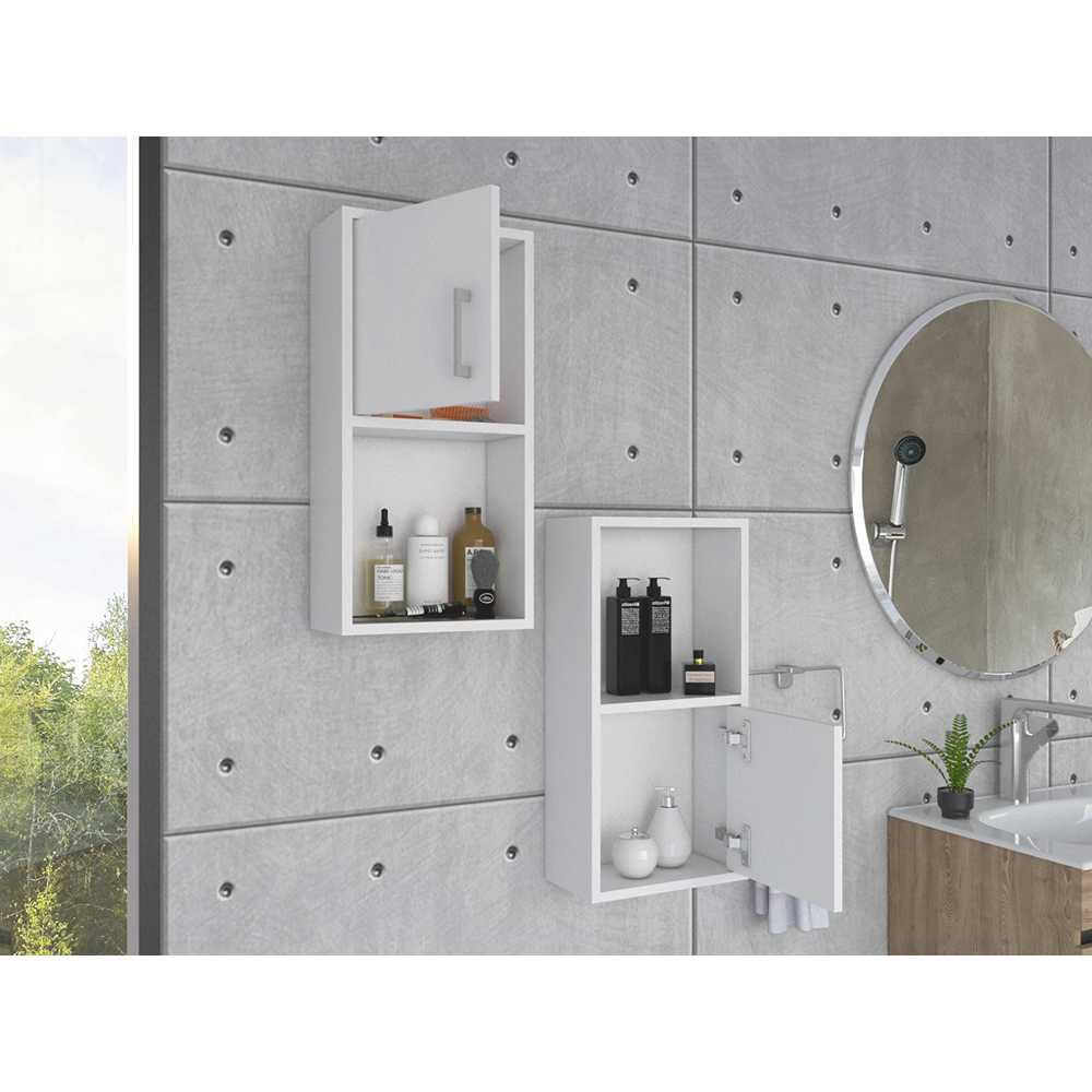 Set X 2 Gabinetes De Baño Rectangular Bath Blanco 30X30cm Sin Espejo Y Con Dos Puertas img #5