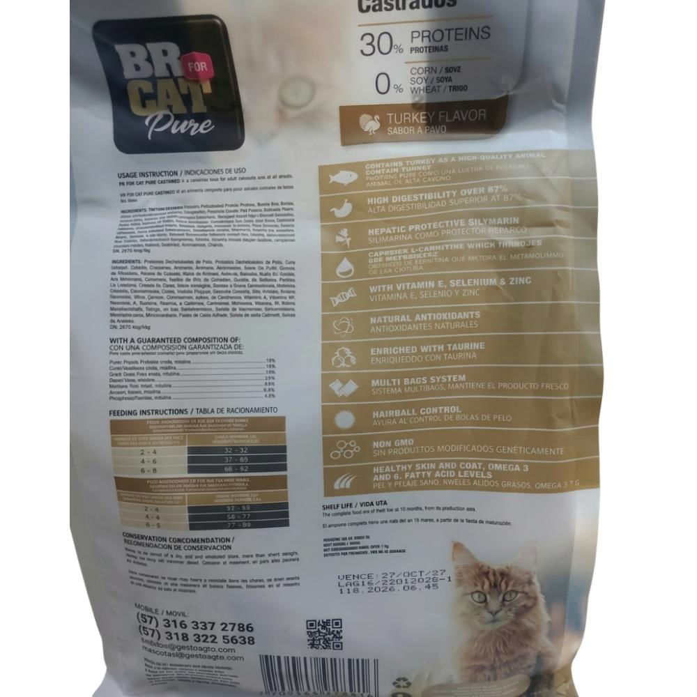 Br For Cat Gatos Castrados Sabor Pavo 1Kg img #2