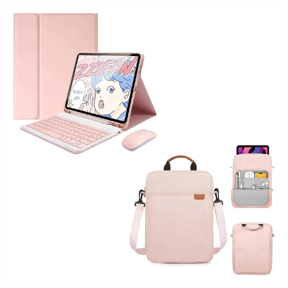 Estuche Teclado Para Ipad Pro 11 M4 2024 Rosa+Mouse+Bolso img #1