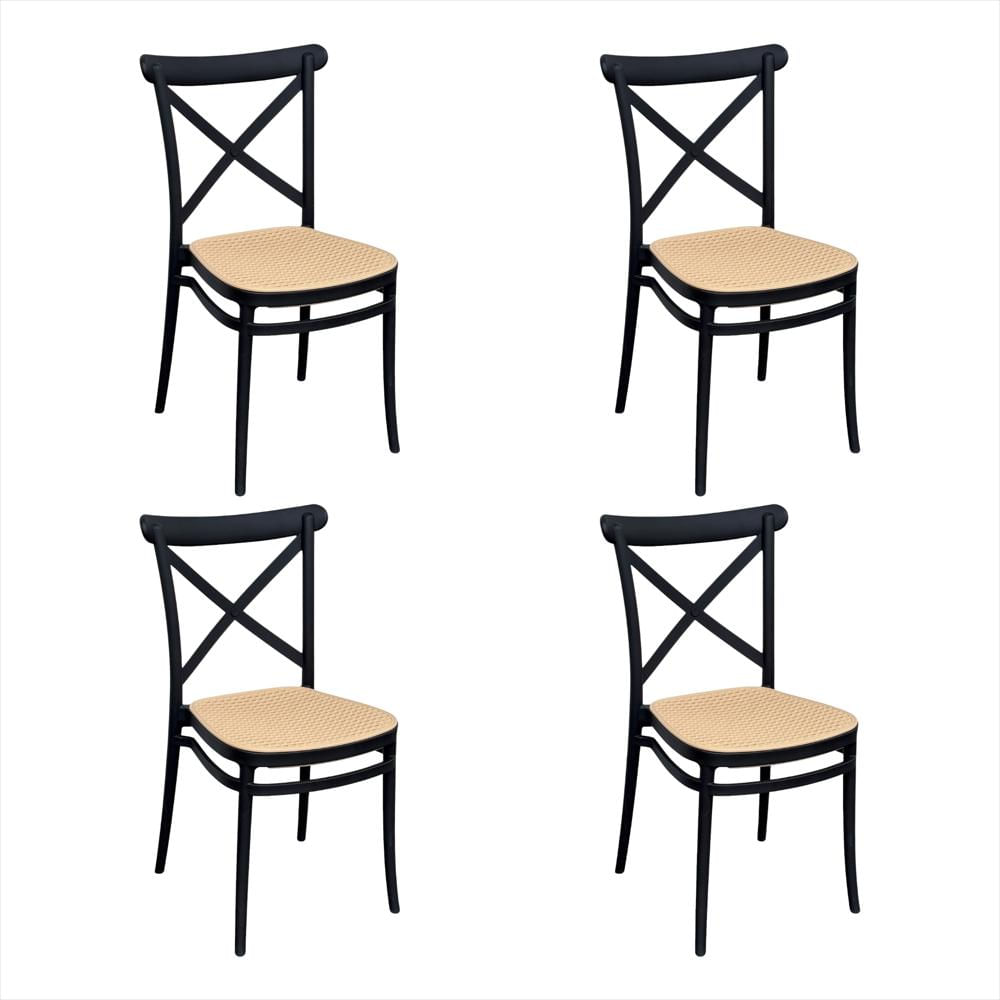 Set X4 Sillas Crossback Alis Color Negro Tipo Mimbre img #1