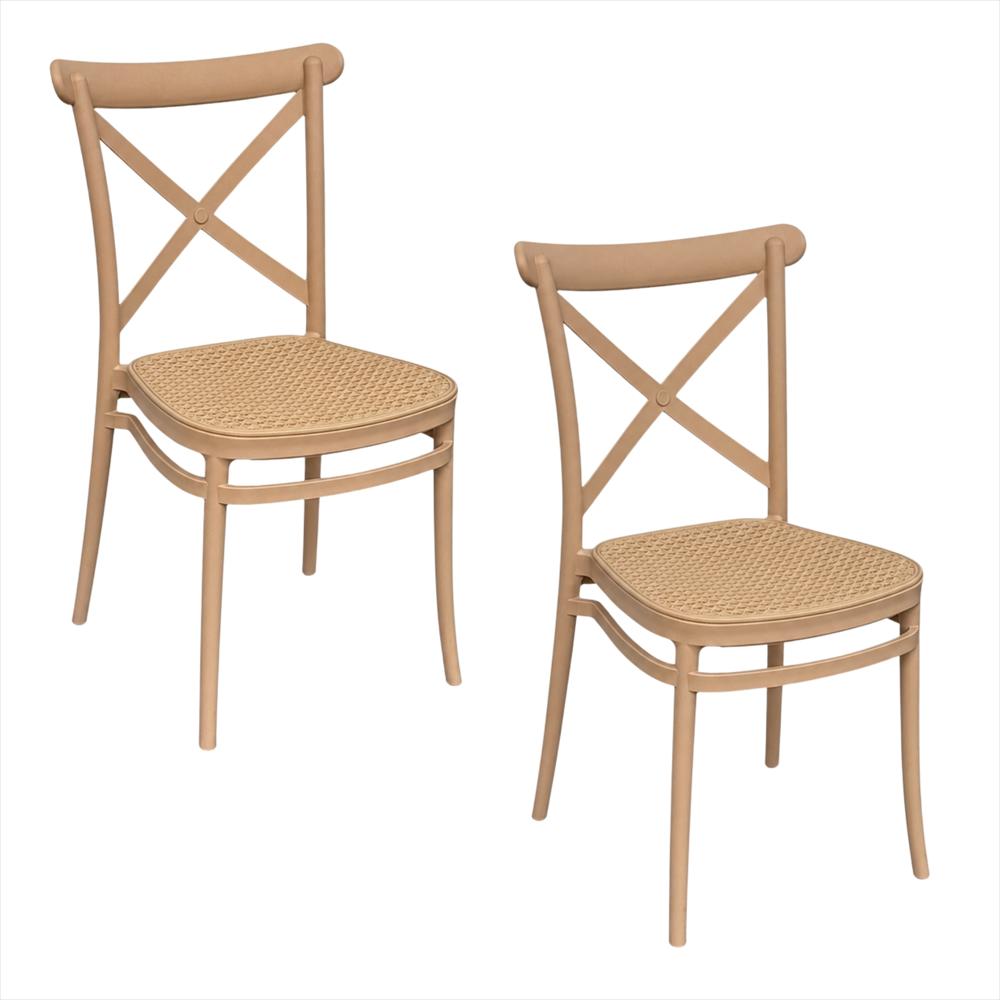 Set X2 Sillas Crossback Alis Color Beige Tipo Mimbre img #1