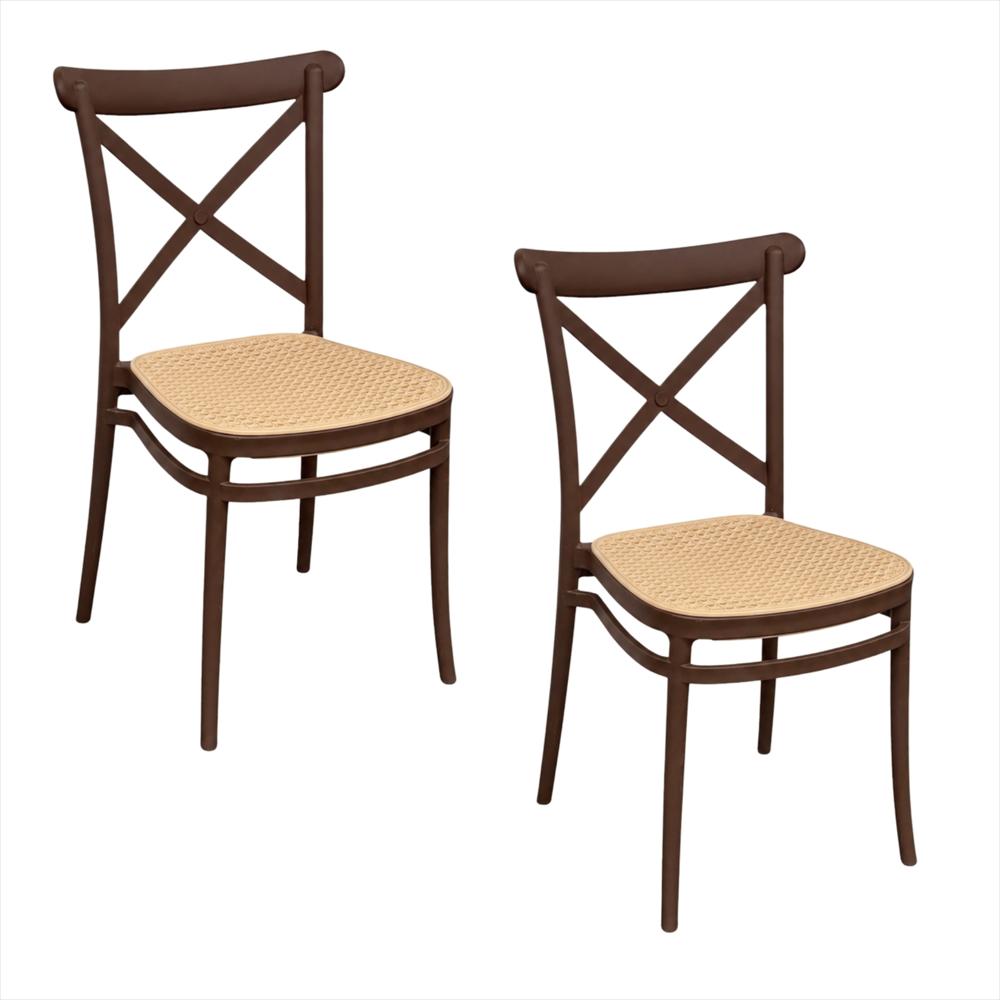 Set X2 Sillas Crossback Alis Color Marrón Tipo Mimbre img #1
