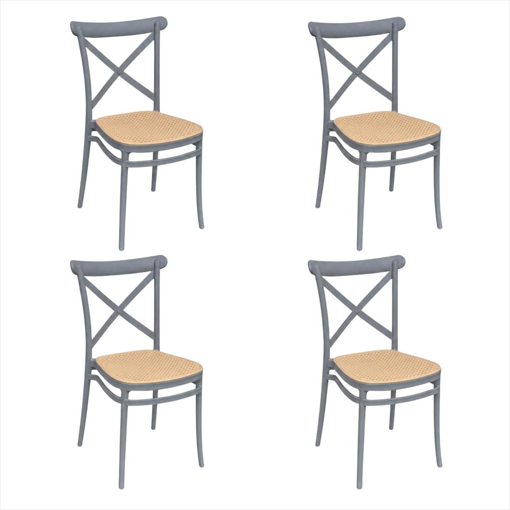 Set X4 Sillas Crossback Alis Color Gris Tipo Mimbre img #1