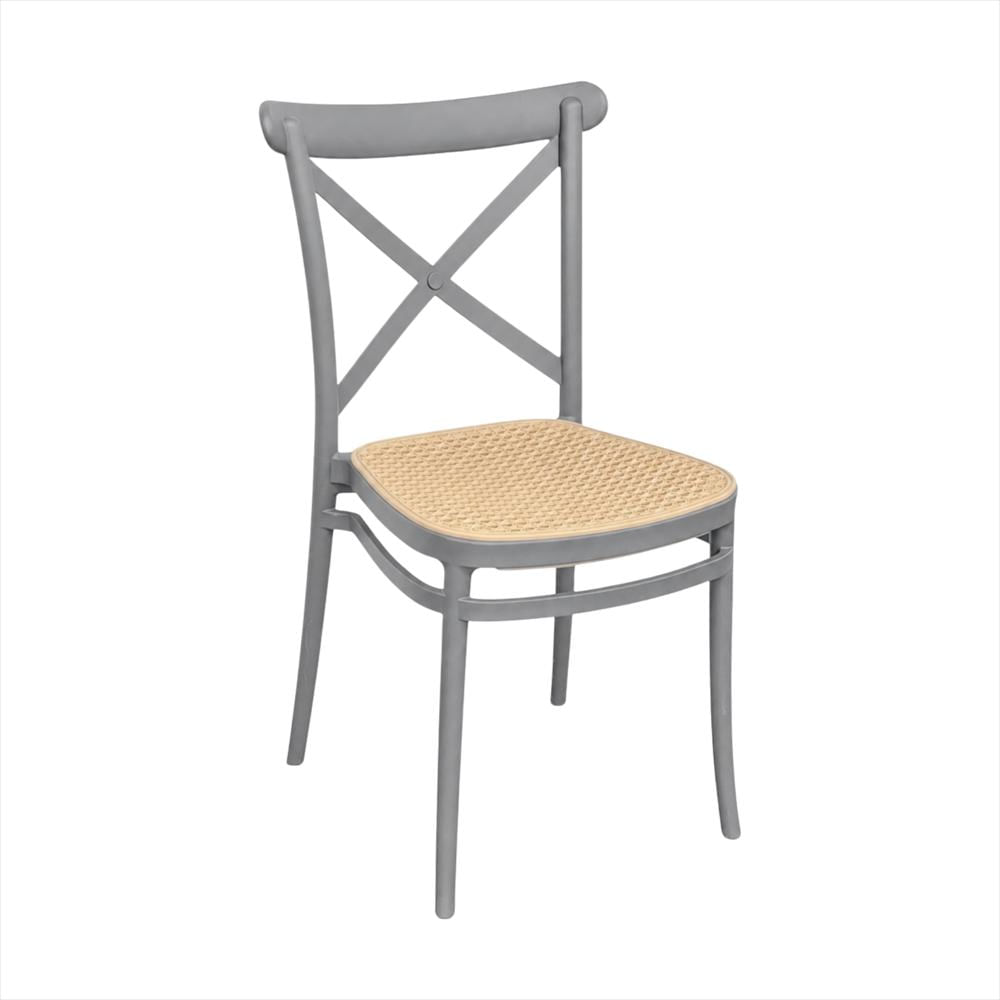 Set X4 Sillas Crossback Alis Color Gris Tipo Mimbre img #3