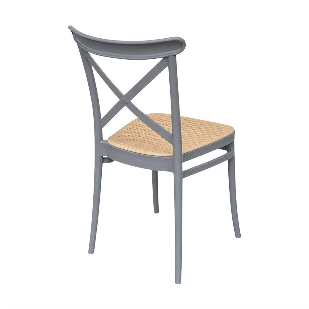 Set X4 Sillas Crossback Alis Color Gris Tipo Mimbre img #5