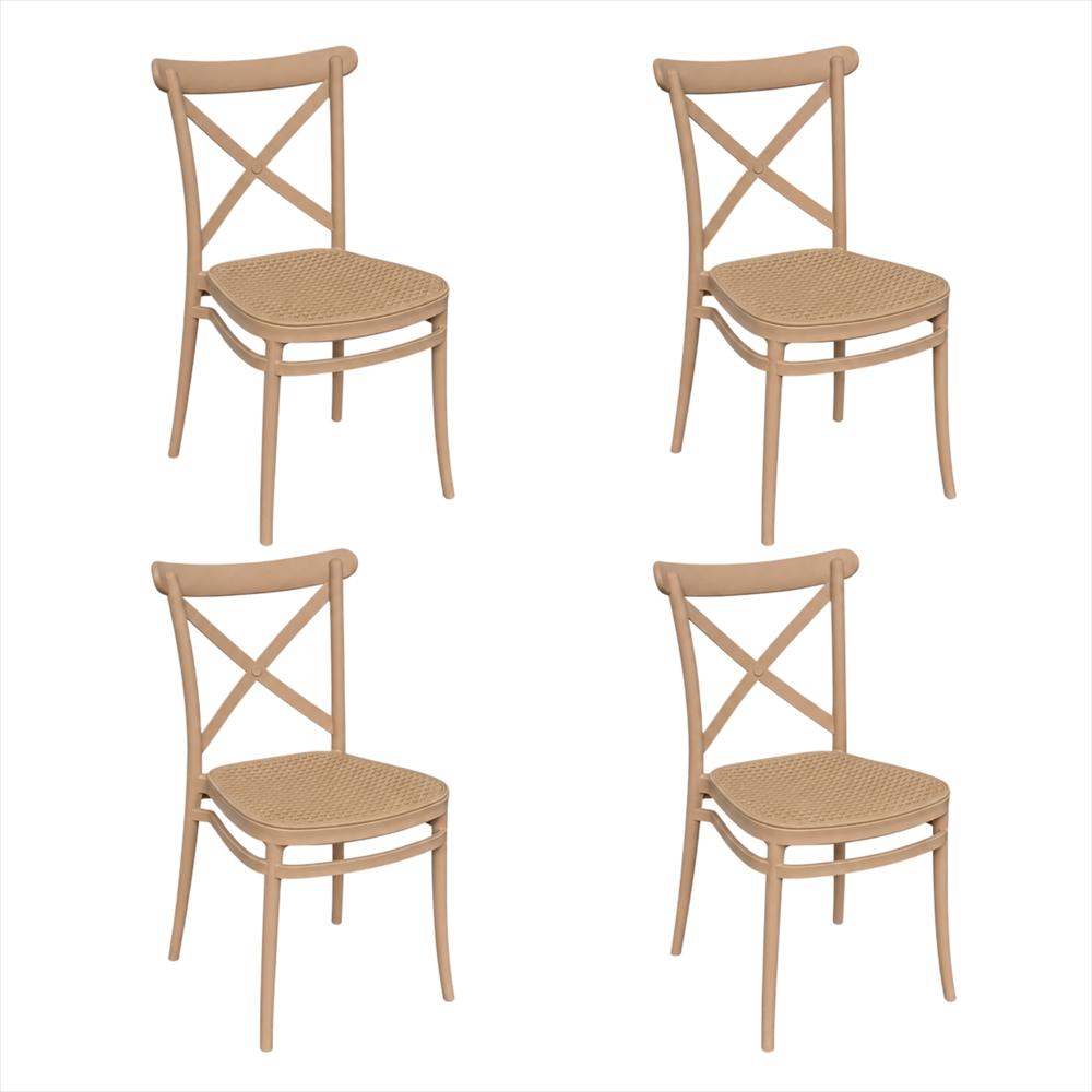Set X4 Sillas Crossback Alis Color Beige Tipo Mimbre img #1