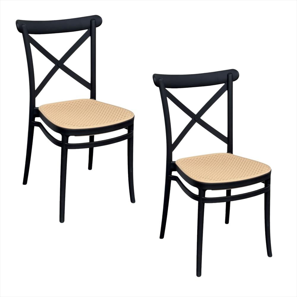 Set X2 Sillas Crossback Alis Color Negro Tipo Mimbre img #1