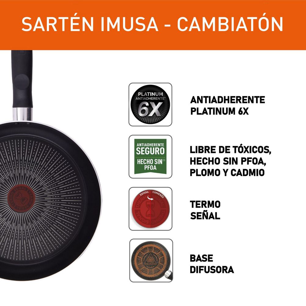 Sarten  IMUSA Aluminio 24 cm Antiadherente 1 Pieza  Gris img #2
