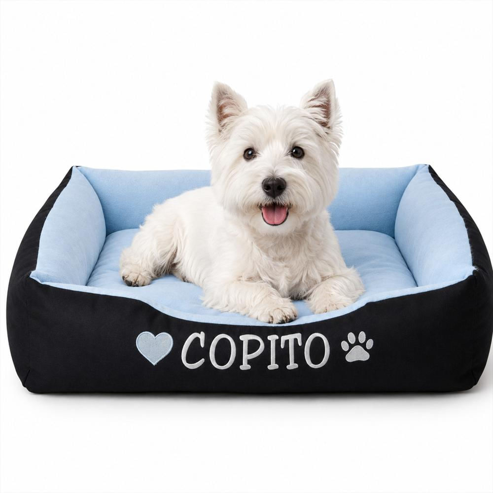 Cama Para Perros Lavable Con El Nombre Bordado 55 X 55 Cm img #1