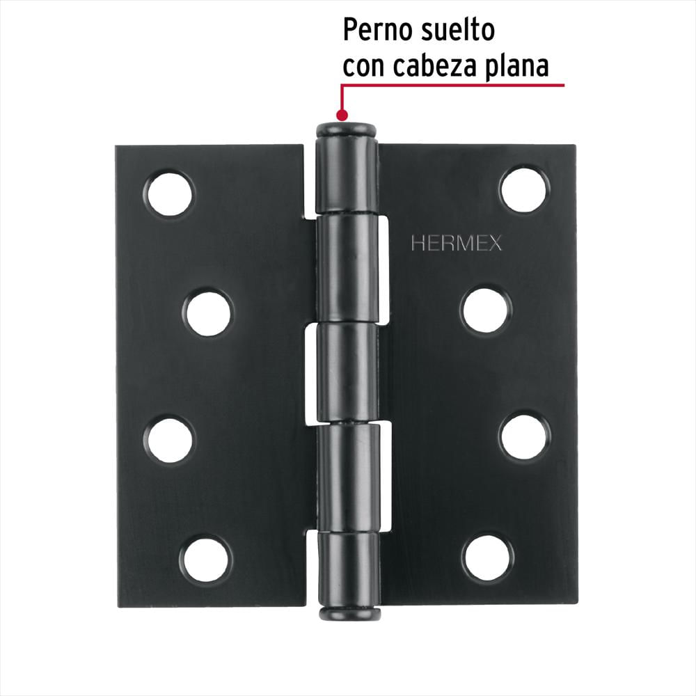 Bisagra Cuadrada 4'' 2.5 Mm Negro Mate Hermex Cabeza Plana img #2
