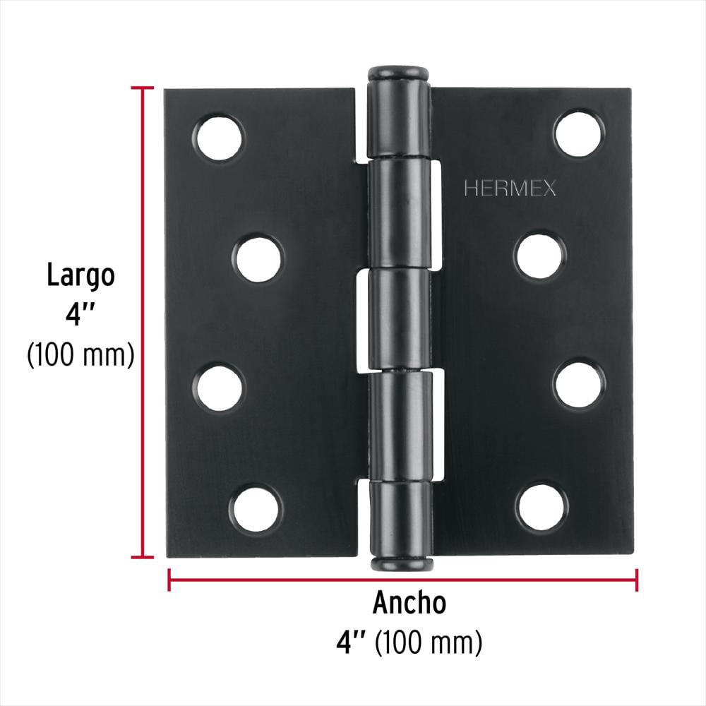 Bisagra Cuadrada 4'' 2.5 Mm Negro Mate Hermex Cabeza Plana img #3