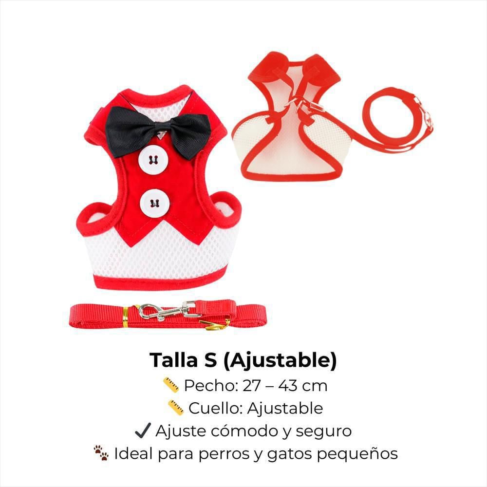 Arnés Ajustable Para Perro Y Gato Con Correa Talla S Pequeña img #2