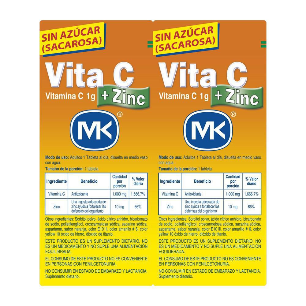 Tabletas VITAMINA C MK  + zinc efervescente (20  und) img #3