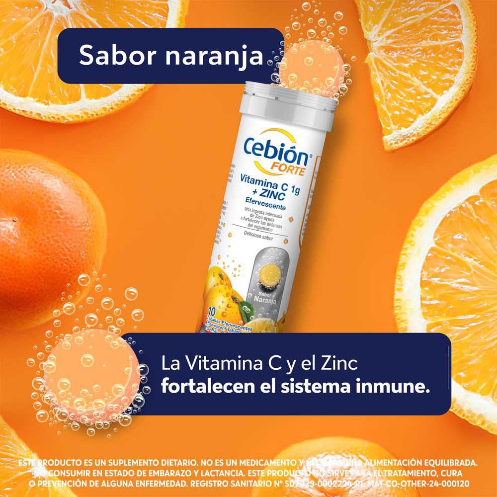 Tabletas efervescentes CEBION forte vitamina c + zinc (20  und) img #3