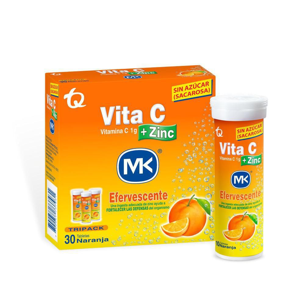 Tabletas VITAMINA C MK  +zinc efervescente naranja (30  und) img #2