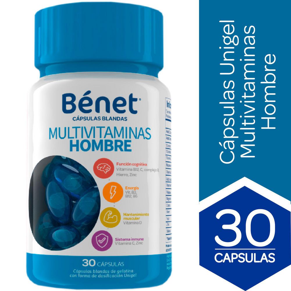 Cápsulas BENET unigel multivitaminas hombre (30  und) img #1
