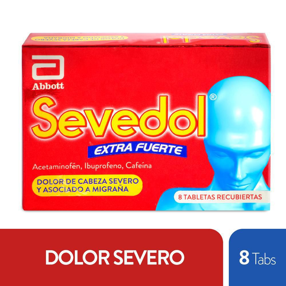 Medicamento SEVEDOL analgésico extra fuerte tabletas (8  und)