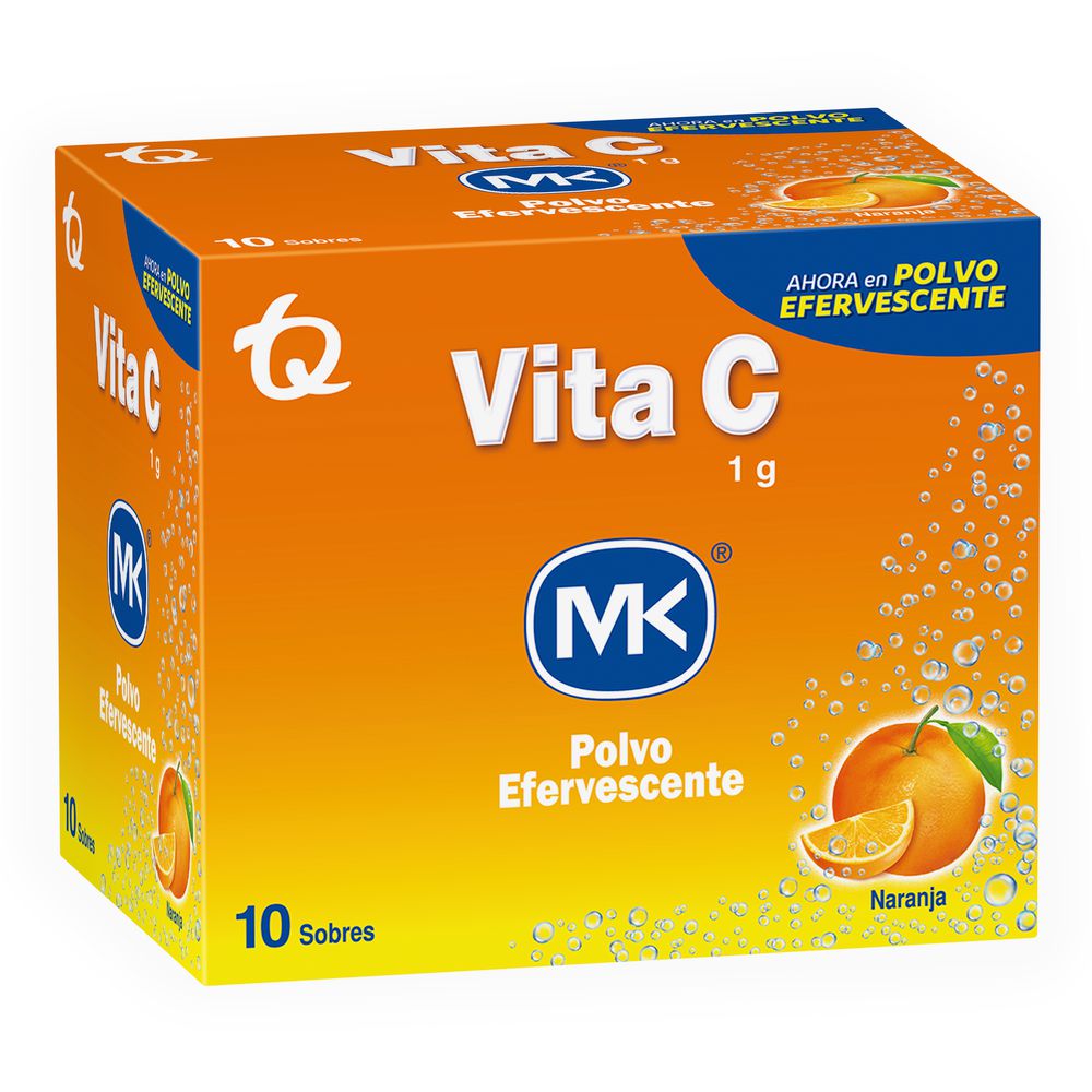 Polvo efervescente VITAMINA C MK sabor naranja sobres (10  und) img #1