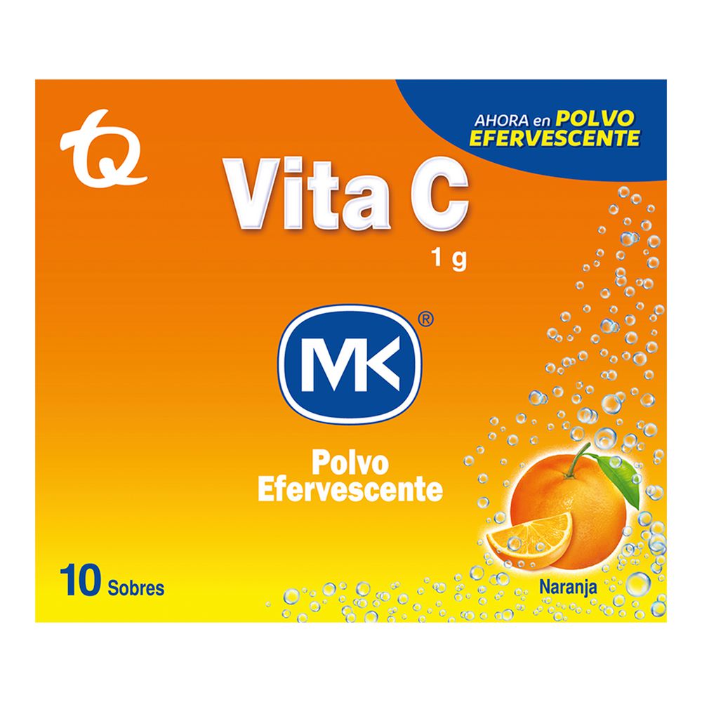 Polvo efervescente VITAMINA C MK sabor naranja sobres (10  und) img #2