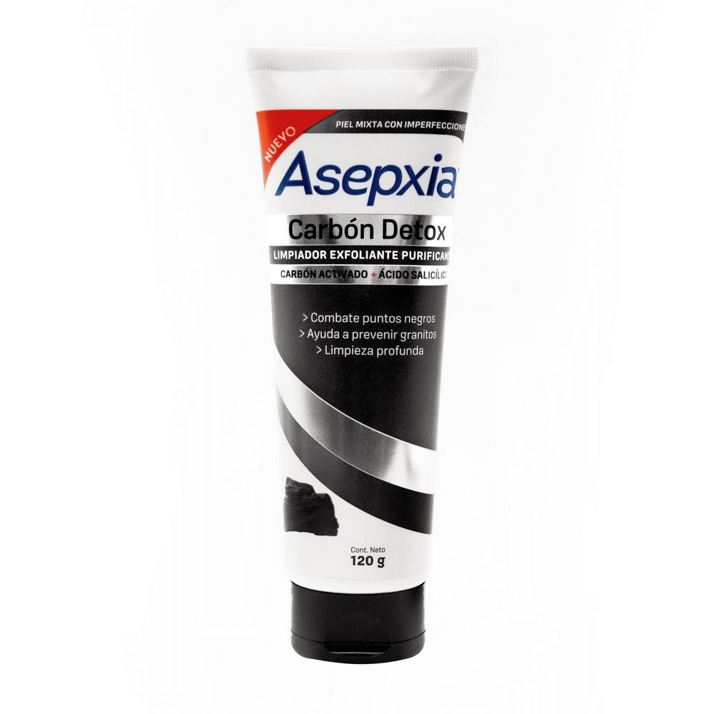 Limpiador facial ASEPXIA exfoliante carbón detox (120  gr)