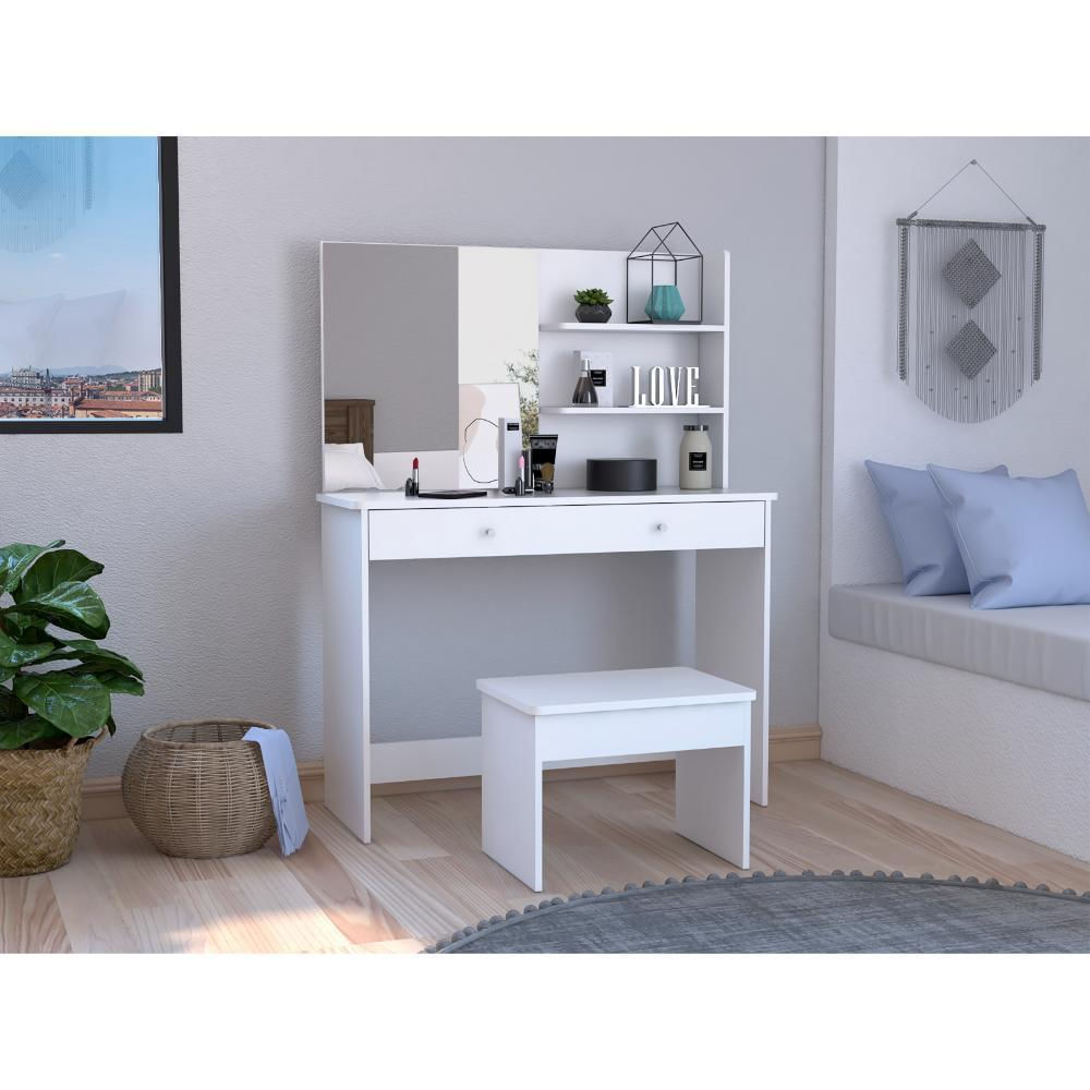 Mueble Tocador Rouse, Blanco Duqueza, Espacio Para Ubicar Maquillaje img #2