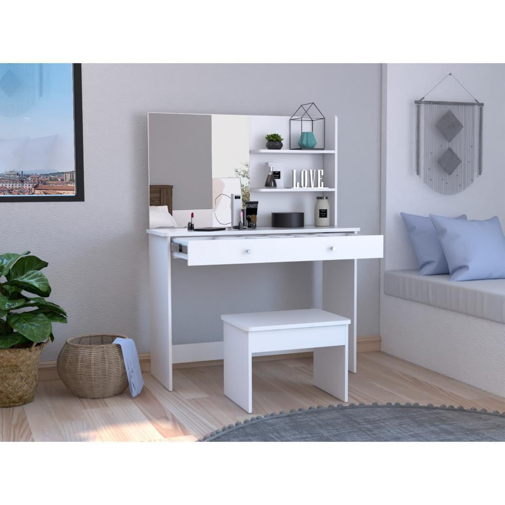 Mueble Tocador Rouse, Blanco Duqueza, Espacio Para Ubicar Maquillaje img #3