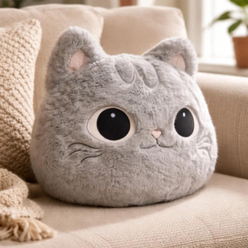 Cojín De Gato Peluche Gris img #2