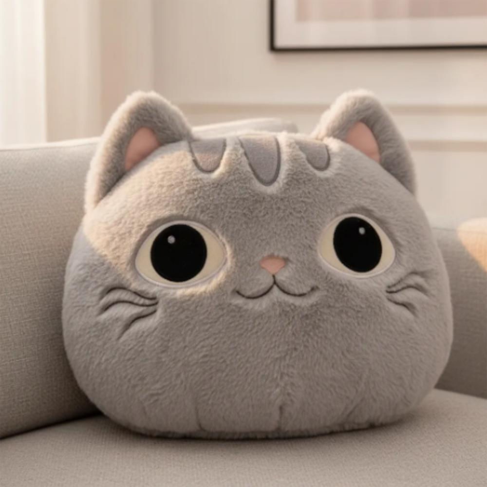 Cojín De Gato Peluche Gris img #4
