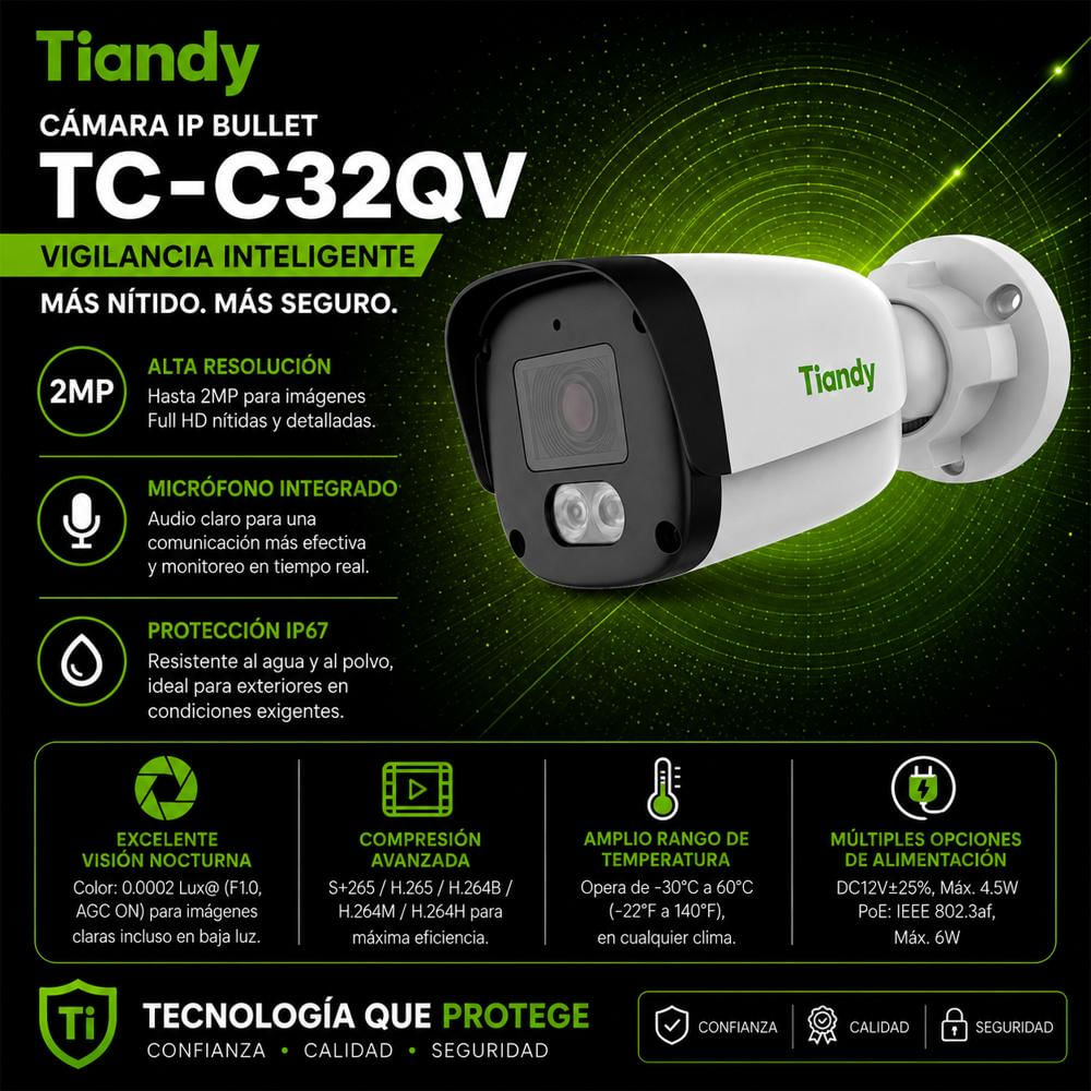 Cámara Seguridad Exterior 1080P Ip67 Poe img #2
