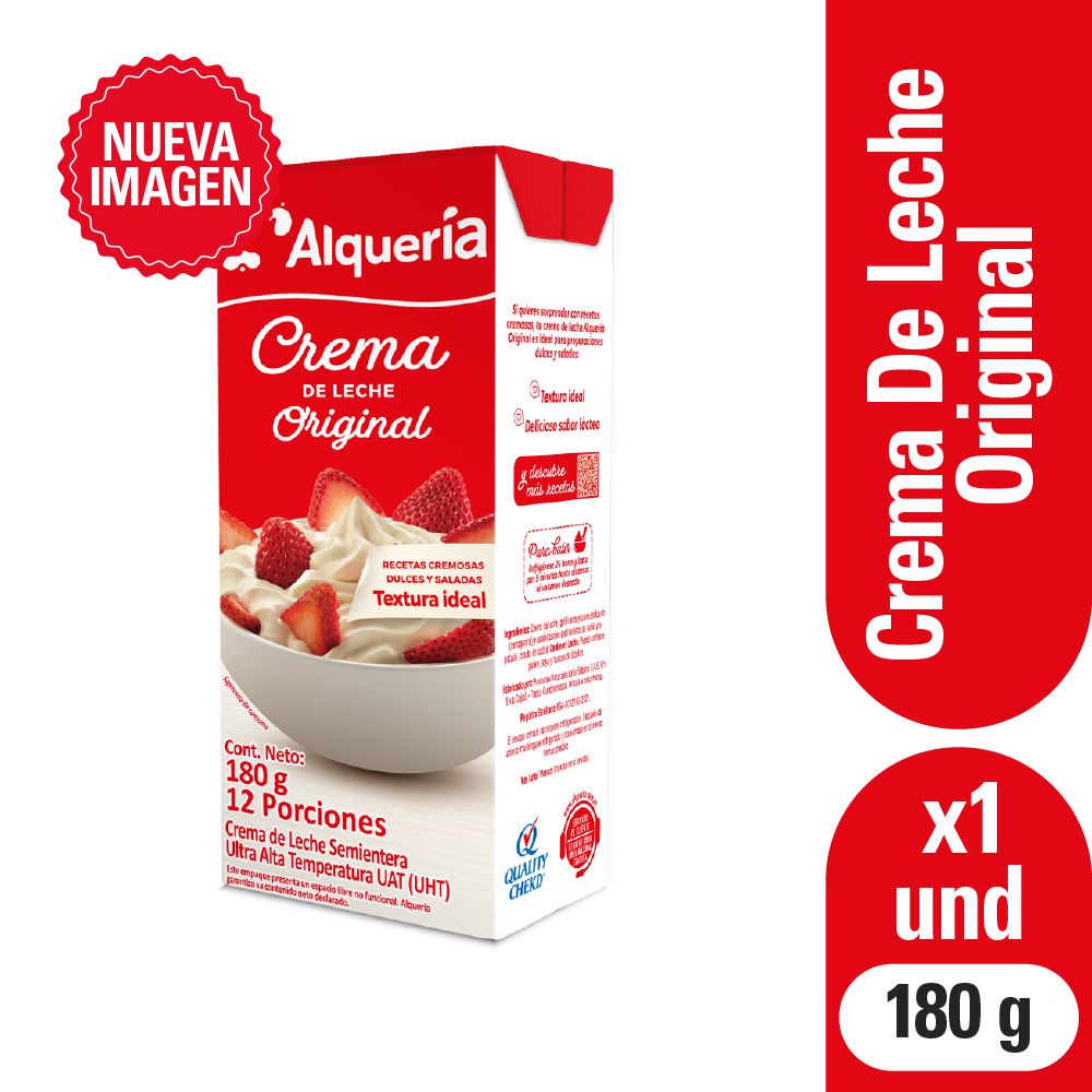 Crema de leche ALQUERIA entera (180  gr)