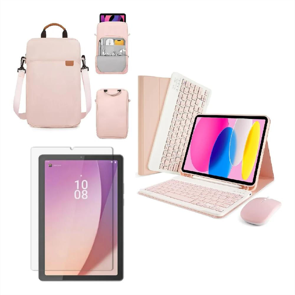Estuche Teclado Para Ipad Pro 11 M4 2024 Mouse Bolso Vidrio Rosa img #2