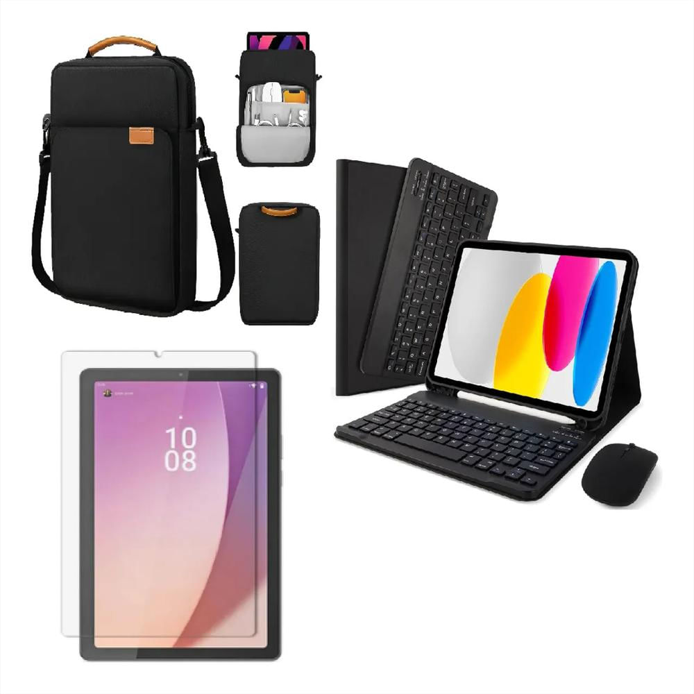 Estuche Teclado Para Ipad A16 2025 Mouse Bolso Vidrio Negro img #1