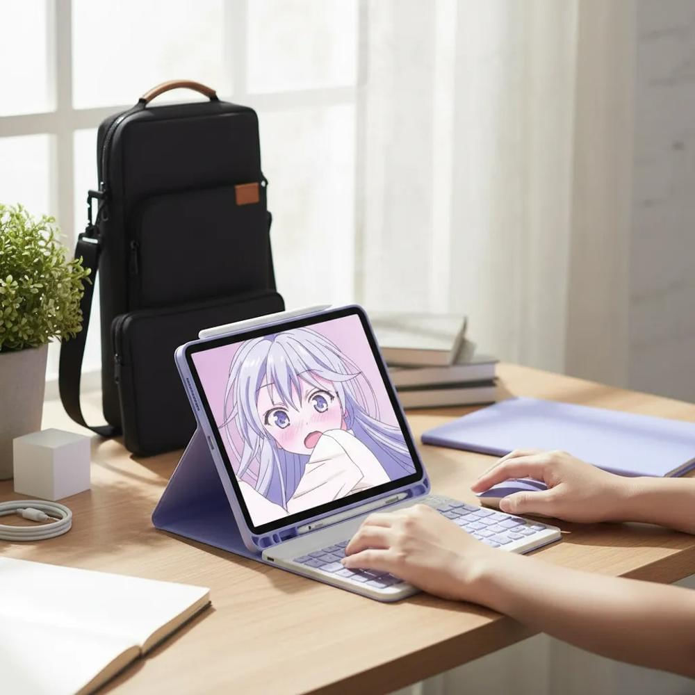 Estuche Teclado Para Tablet Xiaomi Redmi Pad 2 Mouse Bolso Lapiz Lila img #6