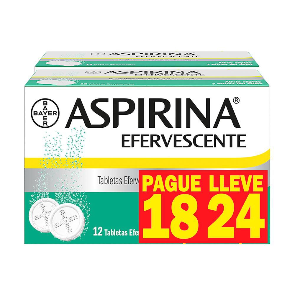 Tabletas efervescentes ASPIRINA pague 18 lleve 24 (24  und)
