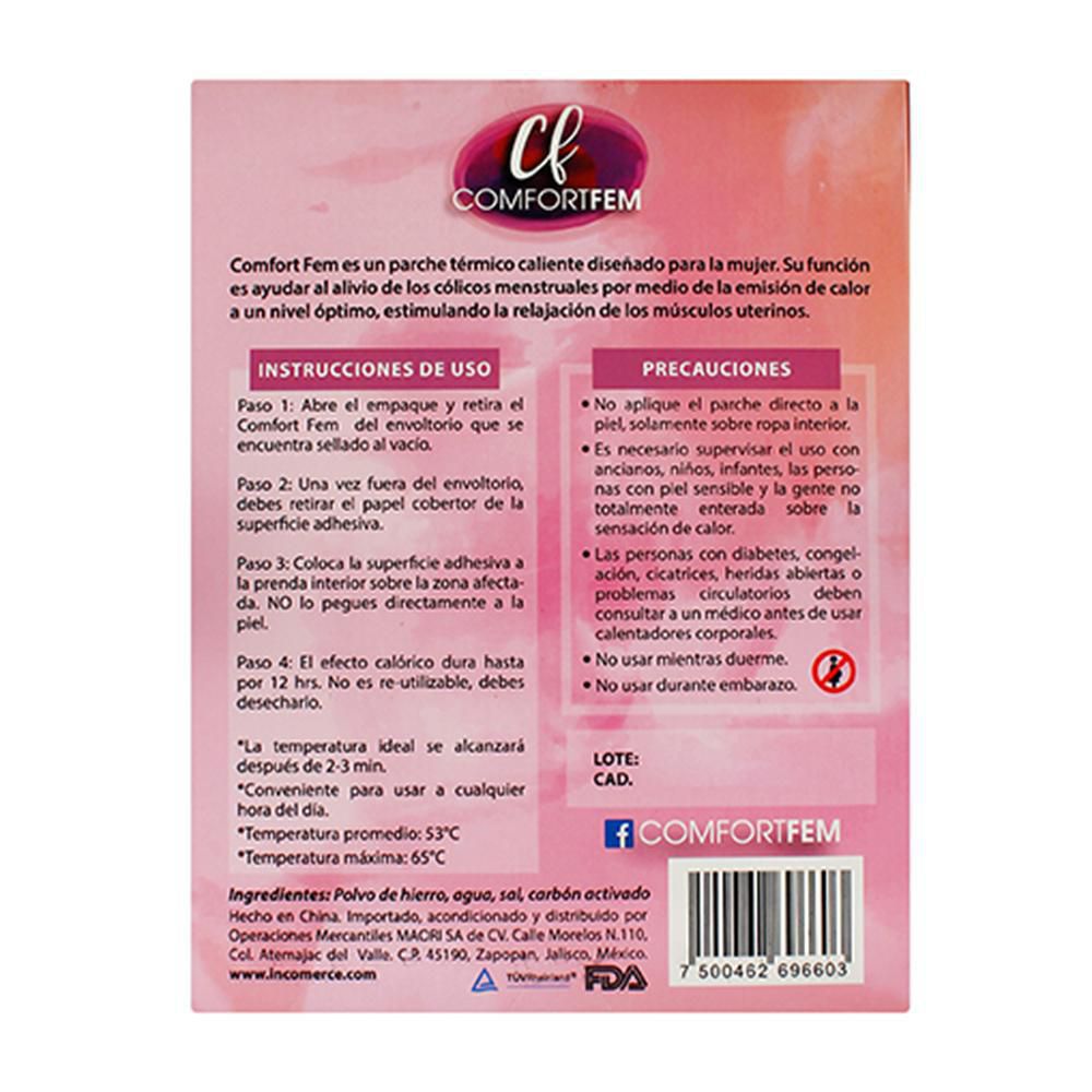 Parche térmico COMFORT FEM CF para cólico menstrual x3und (3  und) img #2