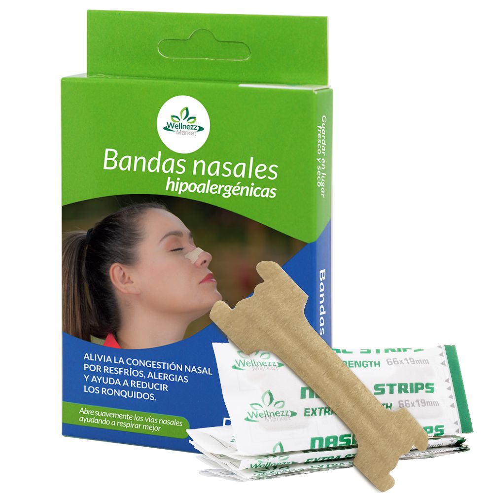 Bandas nasales WELLNEZZ MARKET hipoalergénicas reduce ronquidos (10  und) img #1