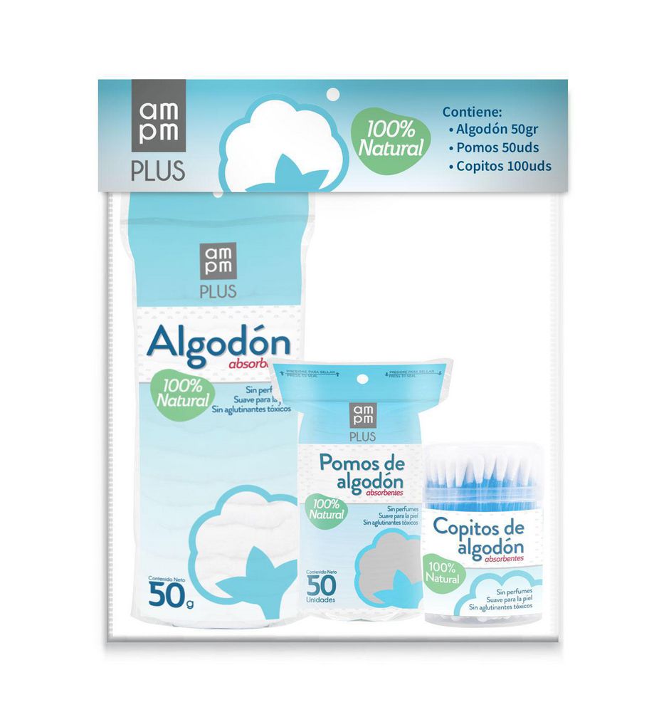 Kit copitos, algodón y pomos  AMPM PLUS  (1  und) img #1