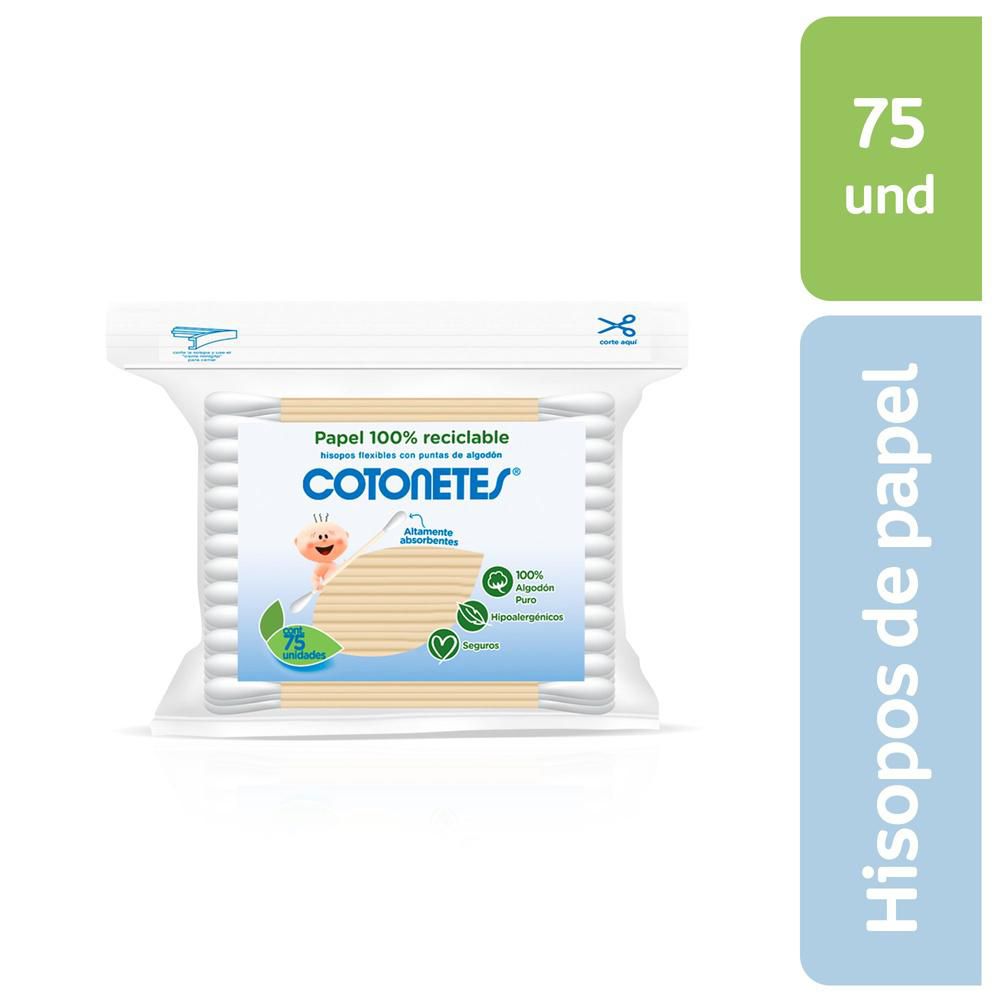 Hisopos COTONETES FLEXIBLES PUNTAS ALGODON (75  und) img #1