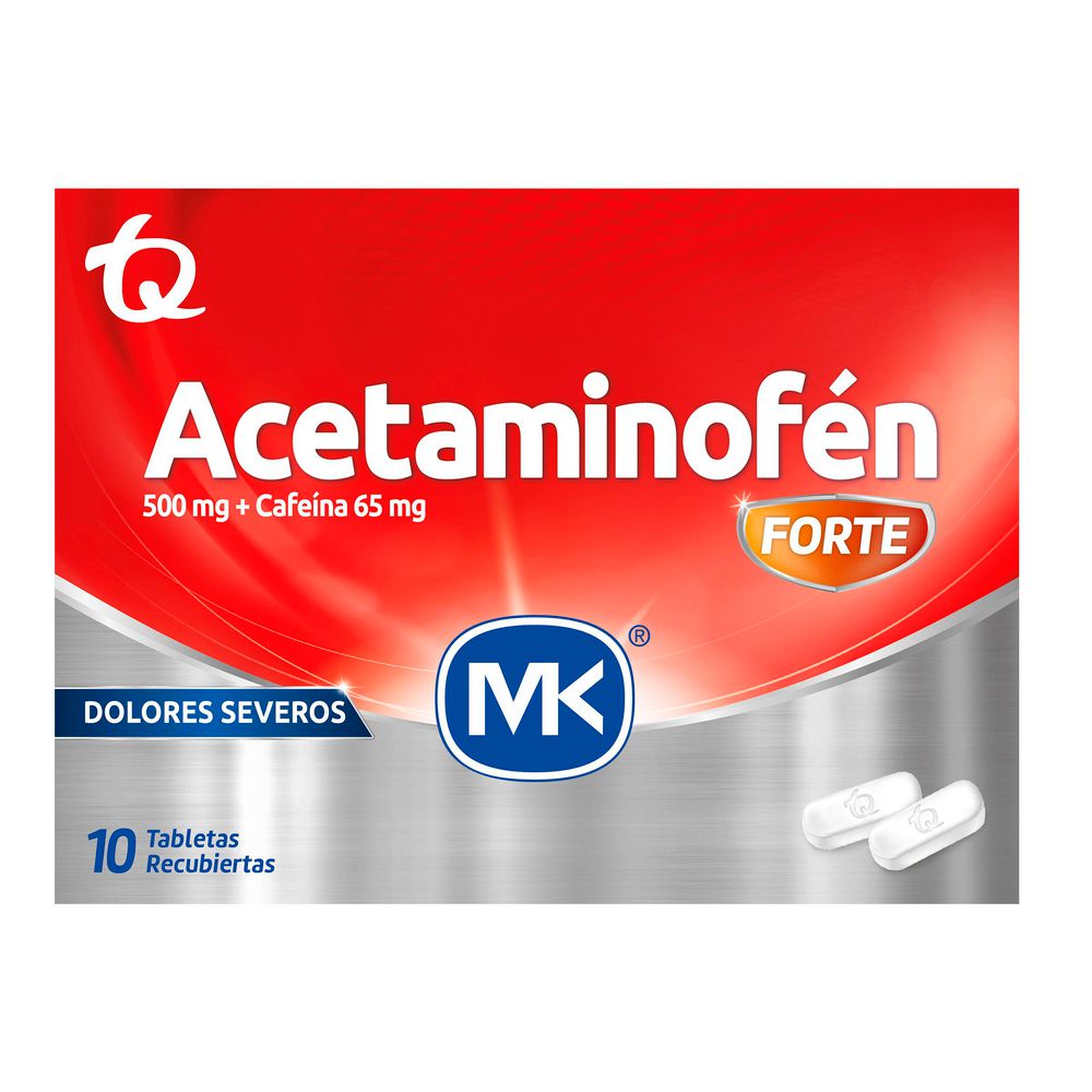Tabletas recubiertas ACETAMINOFEN MK con cafeína forte (10  und)