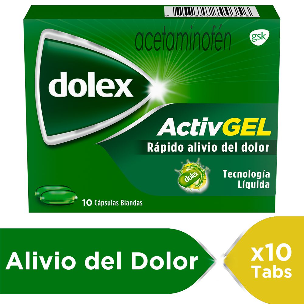 Acetaminofén DOLEX activgel rápido alivio cápsulas (10  und)