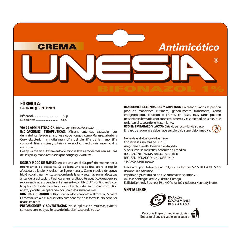 Crema antimicótica UNESIA bifonazol 1% (20  gr) img #2