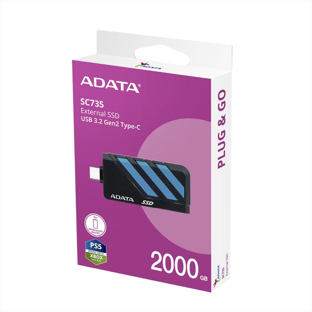 Disco Duro Externo Adata Sc735 Ssd 2Tb Usb C Negro/Azul img #5
