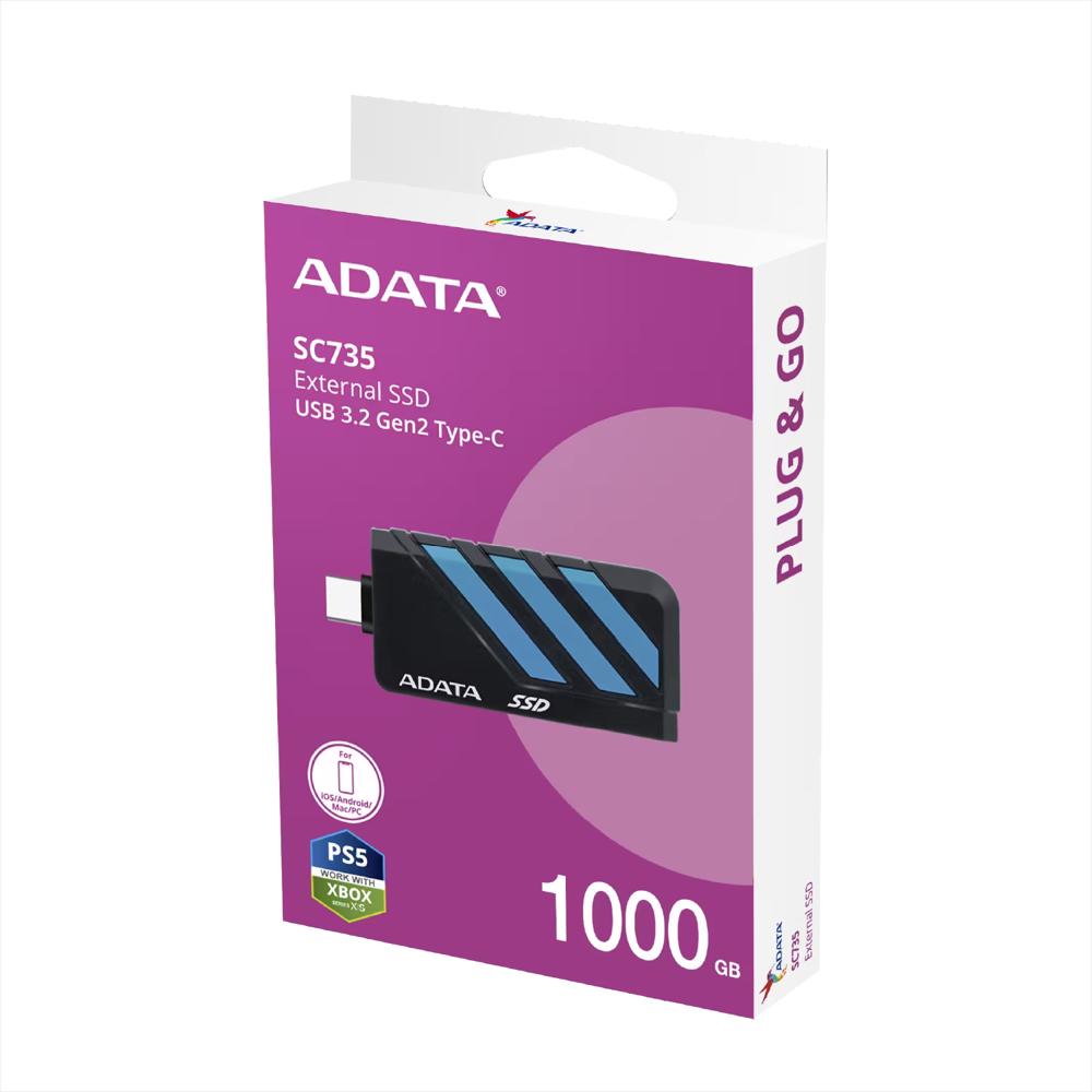 Disco Duro Externo Adata Sc735 Ssd 1Tb Usb C Negro/Azul img #5